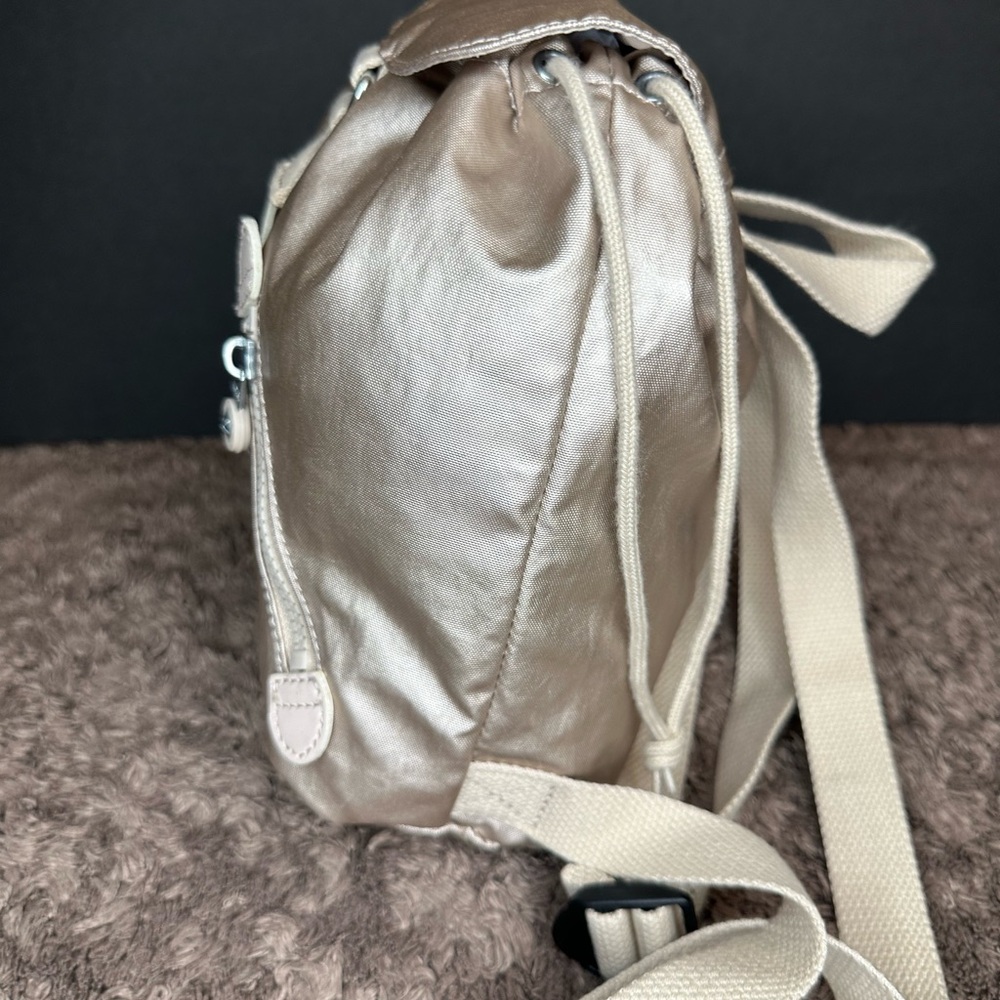 Kipling Silver Backpack With Drawstring Closure A… - image 4